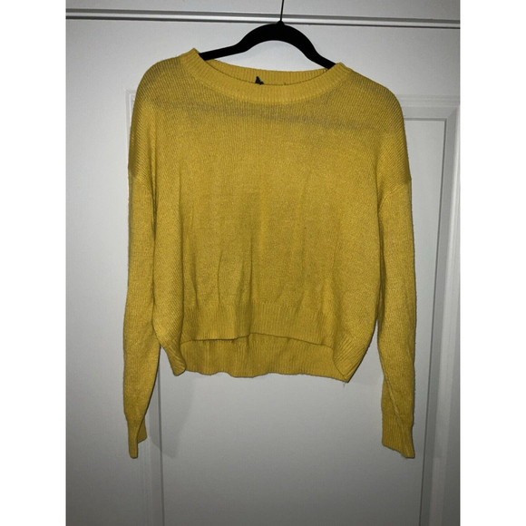 Divided H&M Womens Cropped Sweater Large Long Sleeve Yellow - Picture 1 of 5